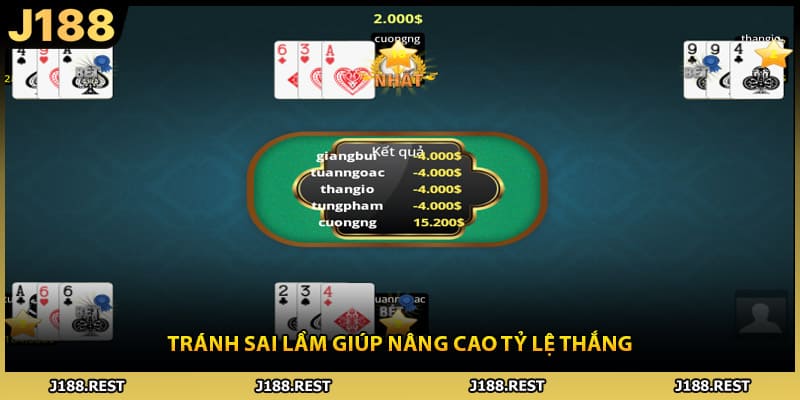 Tránh sai lầm giúp nâng cao tỷ lệ thắng